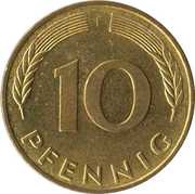 10 Pfennig, Germany, 1950-2001 reverse image