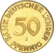 50 Pfennig Gold Pattern, Germany, 1949 reverse image