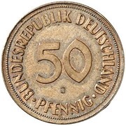 50 Pfennig Pattern, Germany, 1969-1984 reverse image