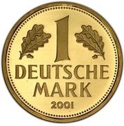 1 Deutsche Mark Mark Retirement - Gold Proof Issue, Germany, 2001 reverse image