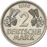 2 Deutsche Mark Pattern, Germany, 1950 reverse image