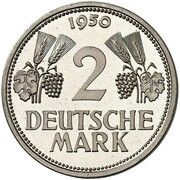 2 Deutsche Mark Pattern, Germany, 1950 reverse image
