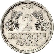 2 Deutsche Mark Pattern, Germany, 1951 reverse image