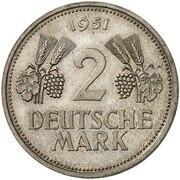 2 Deutsche Mark Pattern, Germany, 1951 reverse image