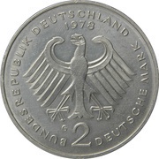 2 Deutsche Mark Konrad Adenauer, Germany, 1969-1987 reverse image