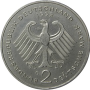 2 Deutsche Mark Kurt Schumacher obverse image