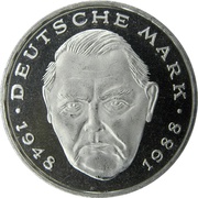 2 Deutsche Mark Ludwig Erhard, Germany, 1988-2001 reverse image