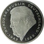 2 Deutsche Mark Franz Josef Strauss obverse image