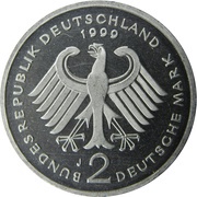 2 Deutsche Mark Franz Josef Strauss, Germany, 1990-2001 reverse image