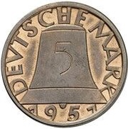 5 Deutsche Mark Pattern, Germany, 1951 reverse image