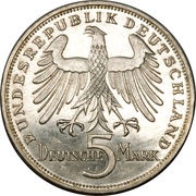 5 Deutsche Mark Friedrich von Schiller obverse image