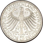 5 Deutsche Mark Joseph von Eichendorff obverse image