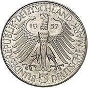 5 Deutsche Mark Joseph von Eichendorff- Pattern obverse image