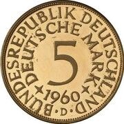5 Deutsche Mark Pattern, Germany, 1960 reverse image