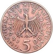 5 Deutsche Mark Gottlieb Fichte - Pattern obverse image