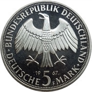 5 Deutsche Mark Wilhelm and Alexander von Humboldt obverse image