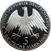 5 Deutsche Mark Friedrich Wilhelm Raiffeisen obverse image