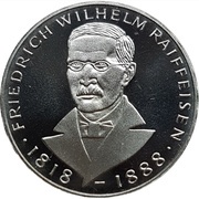 5 Deutsche Mark Friedrich Wilhelm Raiffeisen, Germany, 1968 reverse image