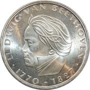 5 Deutsche Mark Ludwig van Beethoven, Germany, 1970 reverse image
