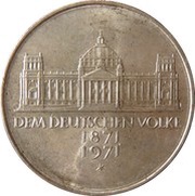 5 Deutsche Mark 100 Jahre Deutsches Reich, Germany, 1971 reverse image