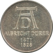 5 Deutsche Mark Albrecht Dürer, Germany, 1971 reverse image