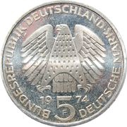 5 Deutsche Mark 25 Jahre Grundgesetz obverse image