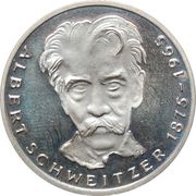 5 Deutsche Mark Albert Schweitzer, Germany, 1975 reverse image