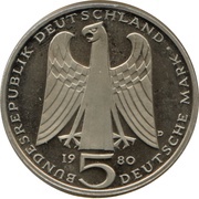 5 Deutsche Mark Walther von der Vogelweide obverse image