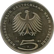 5 Deutsche Mark Gotthold Ephraim Lessing obverse image