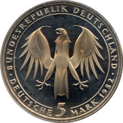 5 Deutsche Mark Johann Wolfgang von Goethe obverse image