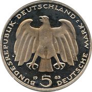 5 Deutsche Mark Karl Marx obverse image