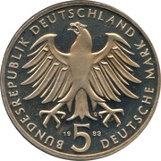 5 Deutsche Mark Martin Luther obverse image