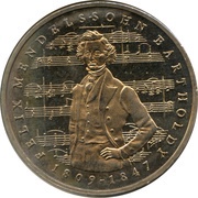 5 Deutsche Mark Felix Mendelssohn Bartholdy, Germany, 1984 reverse image