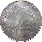 10 Deutsche Mark Olympic Games in Munich, Germany, 1972 reverse image