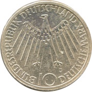 10 Deutsche Mark Olympic Games in Munich, legend "IN MÜNCHEN" obverse image
