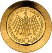 10 Deutsche Mark Olympic Games in Munich, legend "IN MÜNCHEN" - Pattern obverse image