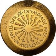 10 Deutsche Mark Olympic Games in Munich, legend "IN MÜNCHEN" - Pattern, Germany, 1972 reverse image