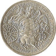 10 Deutsche Mark Treaty of Rome, Germany, 1987 reverse image