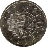 10 Deutsche Mark 2000 Years Bonn, Germany, 1989 reverse image
