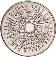 10 Deutsche Mark 40 Years of Federal Republic - Pattern, Germany, 1989 reverse image
