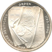 10 Deutsche Mark 800 Years Teutonic Order, Germany, 1990 reverse image
