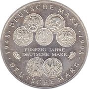 10 Deutsche Mark 50th Anniversary of the Deutsche Mark, Germany, 1998 reverse image