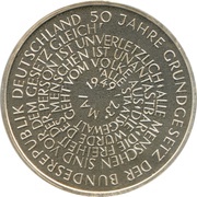 10 Deutsche Mark Anniversary of Constitution, Germany, 1999 reverse image
