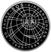 10 Deutsche Mark 50 Years SOS Kinderdörfer, Germany, 1999 reverse image