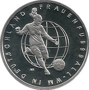 10 Euros Women's Soccer Championship; Silver Proof Issue, Germany, 2011 reverse image