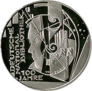 10 Euros Deutsche Nationalbibliothek; Silver Proof Issue, Germany, 2012 reverse image