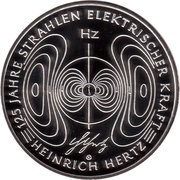 10 Euros Heinrich Hertz; Silver Proof Issue, Germany, 2013 reverse image
