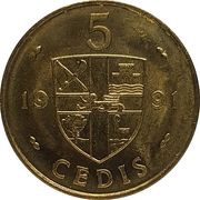 5 Cedis, Ghana, 1991 reverse image