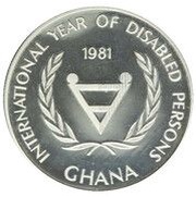 50 Cedis International Year of Disabled Persons; Silver Piedfort obverse image