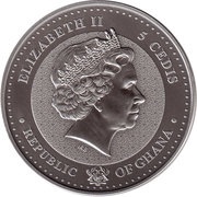 5 Cedis - Elizabeth II Bullion Coinage - Elephants obverse image